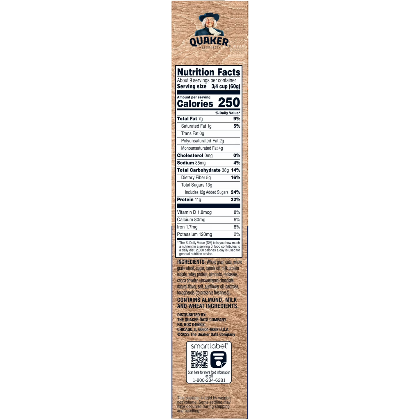 Quaker Protein Granola Oats Chocolate & Almonds, 18 oz Single Pack