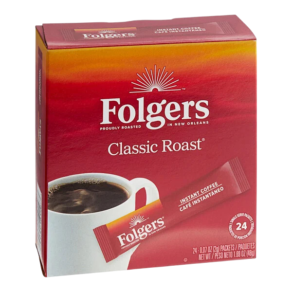 Folgers Classic Roast Instant Coffee Packets - 192/Case