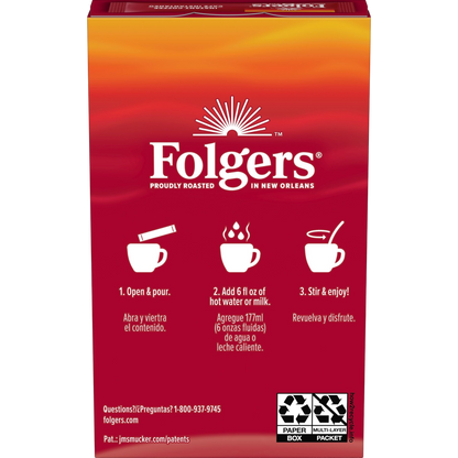 Folgers Classic Roast Instant Coffee Packets - 192/Case