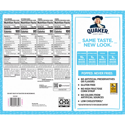 Quaker Rice Crisps Sweet & Savory Variety (Caramel, Cheddar, Apple Cinnamon, Ranch) 12 oz, 15 Count