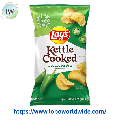 Lay's Kettle Cooked Jalapeno Potato Snack Chips, 8 oz Bag