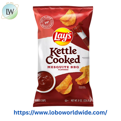 Lay's Kettle Cooked Mesquite Barbecue Flavored Potato Chips, 8 oz Bag