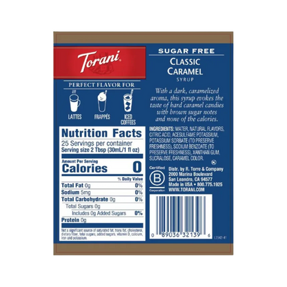 Torani Sugar Free Classic Caramel Flavoring Syrup 750 mL