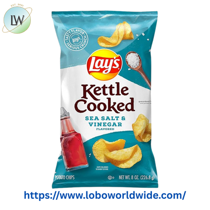 Lay's Kettle Cooked Sea Salt & Vinegar Flavored Potato Chips, 8 oz bag