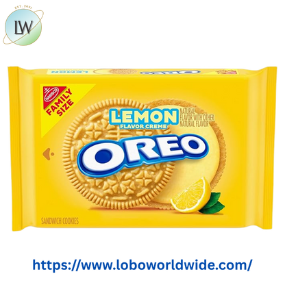 OREO Lemon Creme Sandwich Cookies, Family Size, 18.71 oz