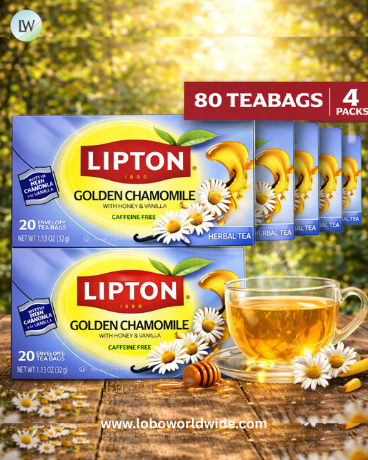 Lipton Golden Chamomile Tea Bags, Fruit & Herbal Tea, Caffeine Free, 80 Tea Bags