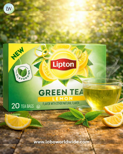 Lipton Lemon Green Tea Bags, Unsweetened, (Hot or Iced Tea), 20 Tea bags