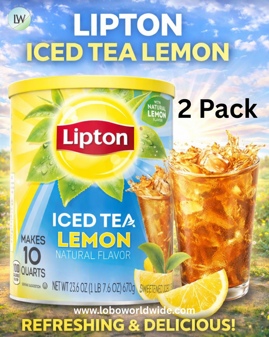 Lipton Lemon Iced Tea Mix, Sweetened, Makes 10 Quarts (Pack of 2)
