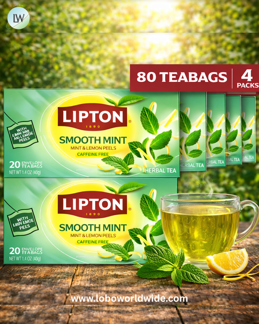 Lipton Smooth Mint Tea Bags, Fruit & Herbal Tea, Caffeine Free, 80 Tea bags