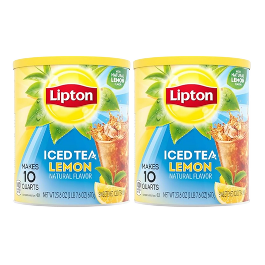 Lipton Lemon Iced Tea Mix, Sweetened, Makes 10 Quarts (Pack of 2)