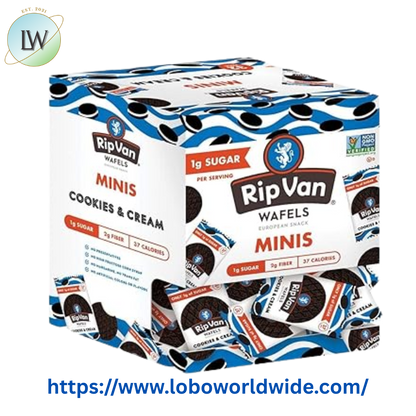 Rip Van Mini Wafels Cookies & Cream, Low Carb ,Baked , Non-GMO, Low Sugar (1g), Keto, 32 Pack