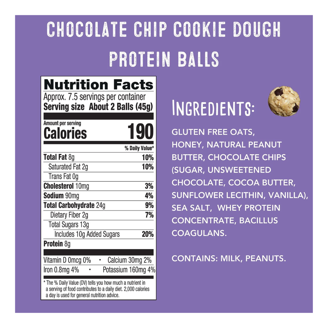 simplyFUEL Chocolate Chip Cookie Dough Protein Balls, 12 Ounce