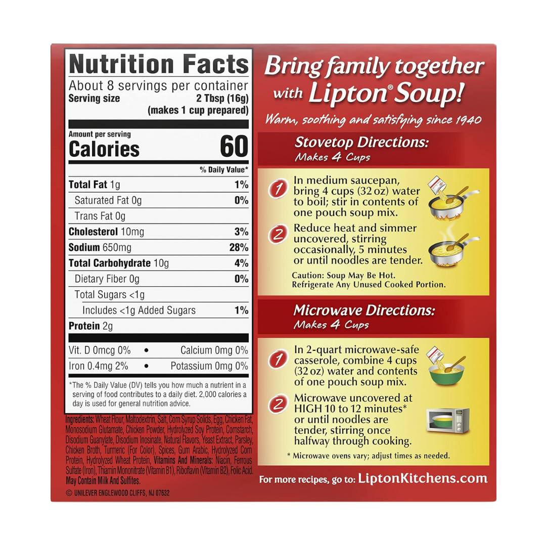 Lipton Instant Soup Mix Made With Real Chicken Broth Flavor 4.5 oz, (12 Pack)