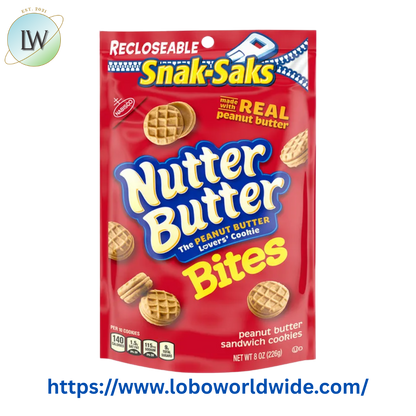 NUTTER BUTTER Bites Peanut Butter Sandwich Cookies, Snak-Saks, 8 oz