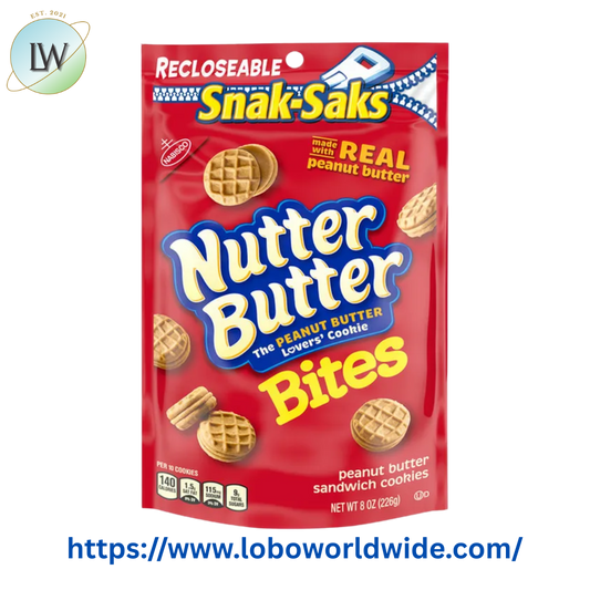 NUTTER BUTTER Bites Peanut Butter Sandwich Cookies, Snak-Saks, 8 oz