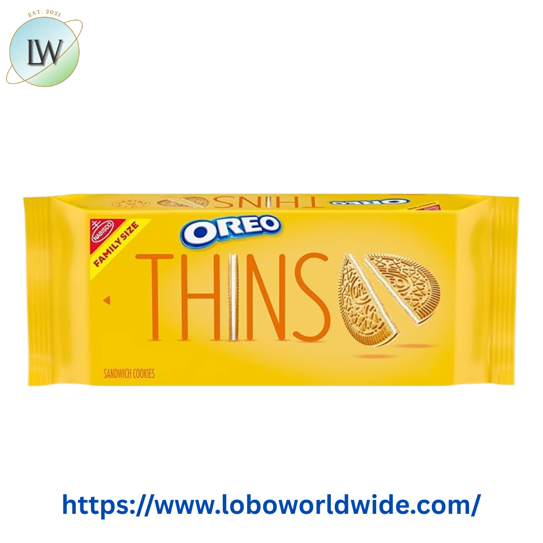 OREO Thins Golden Crunchy Sandwich Cookies, Baked, Family Size, 11.78 oz Shelf Stable Plastic Tray
