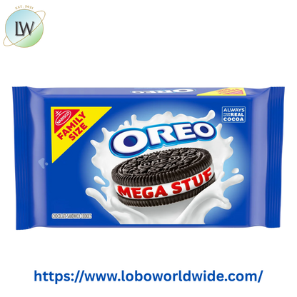 OREO Mega Stuf Chocolate Sandwich Cookies, Family Size, 17.6 oz