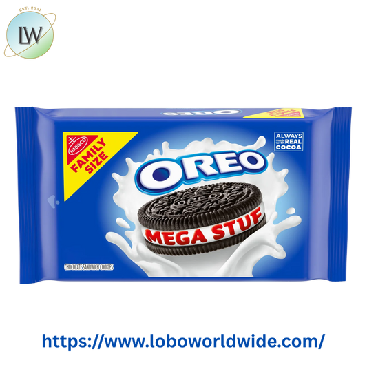 OREO Mega Stuf Chocolate Sandwich Cookies, Family Size, 17.6 oz