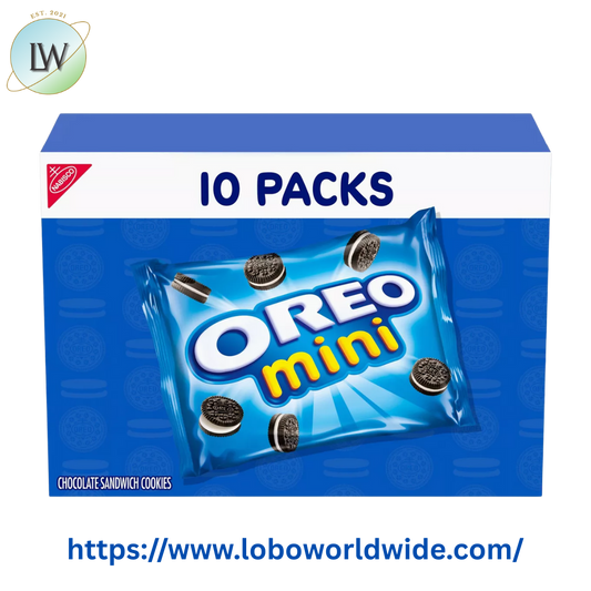 OREO Mini Crunchy Chocolate Sandwich Cookies, Baked, 10- 1 oz Packs,Shelf Stable Cardboard Box