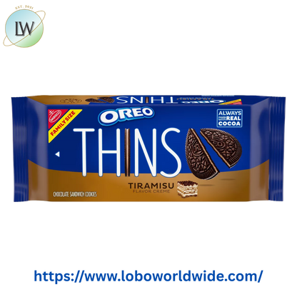 (3 pack) OREO Thins Tiramisu Creme Chocolate Sandwich Cookies, Family Size, 11.78 oz