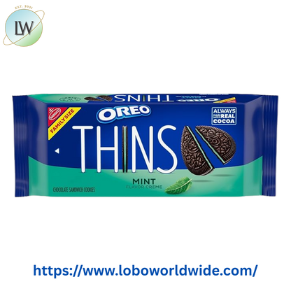 OREO Thins Mint Creme Crunchy Chocolate Sandwich Cookies, Baked, 11.78 oz Shelf Stable Plastic Tray