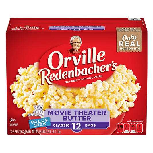 Orville Redenbacher's Movie Theater Butter Microwave Popcorn, 3.29 Ounce Classic Bag, 12-Count
