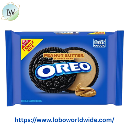 OREO Peanut Butter Creme Chocolate Sandwich Cookies, Family Size, 17 oz