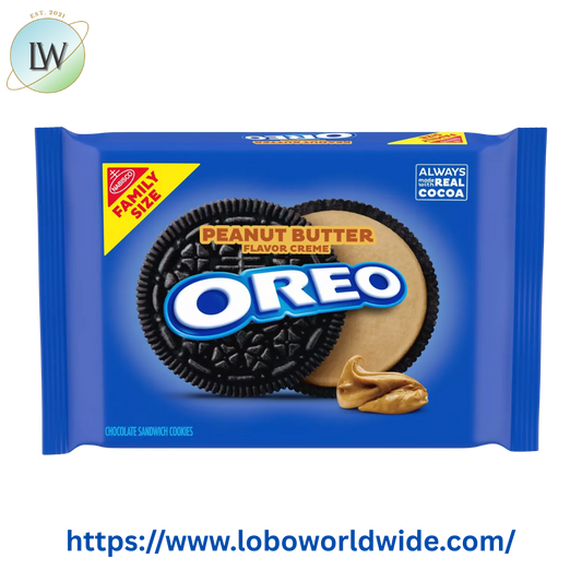 (3 pack) OREO Peanut Butter Creme Chocolate Sandwich Cookies, Family Size, 17 oz