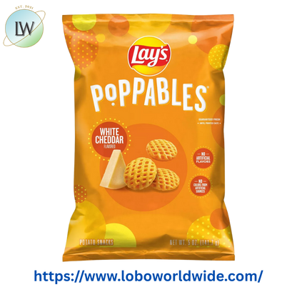 Lay's Poppables White Cheddar Flavored Potato Snack Chips, 5 Oz Bag