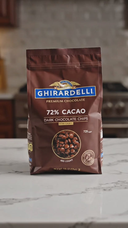 Ghirardelli Non-Dairy Dark Chocolate Baking Chips, 72% Cacao, .65M, 5 lb.