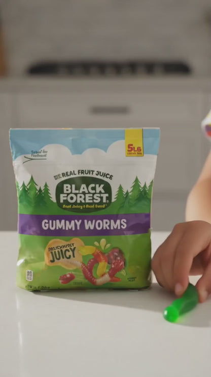 Black Forest Gummy Worms Candy, Made With Real Fruit Juice, Resealable Bag, 5 Pound Bulk Bag