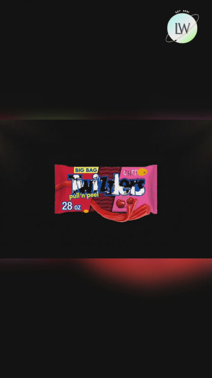 TWIZZLERS PULL 'N' PEEL Cherry Flavored Licorice Style, Chewy Candy Big Bag, 28 oz