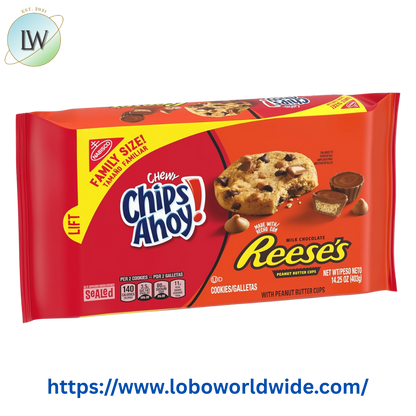 3 pack) CHIPS AHOY! Chewy Chocolate Chip Cookies with Reese's Peanut Butter Cups, Family Size, 14.25 oz