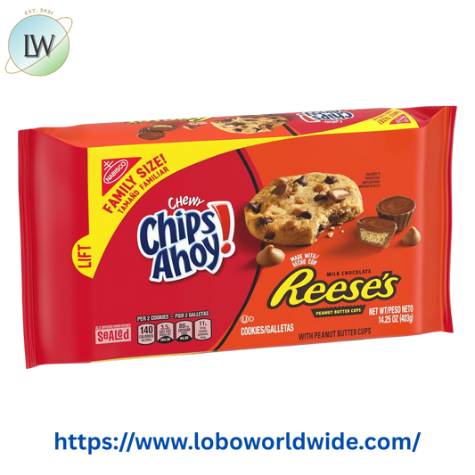 3 pack) CHIPS AHOY! Chewy Chocolate Chip Cookies with Reese's Peanut Butter Cups, Family Size, 14.25 oz