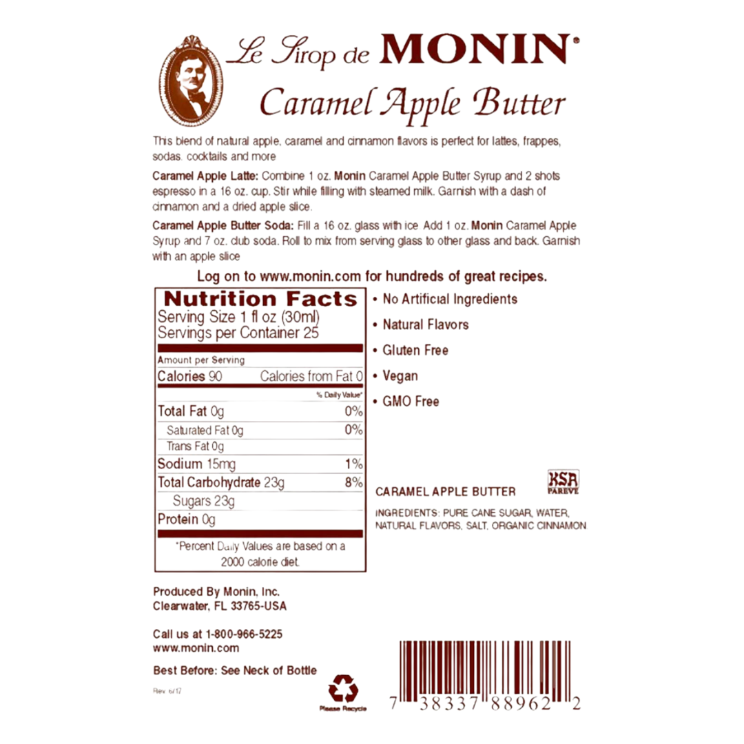 Monin Premium Caramel Apple Butter Flavoring Syrup 750 mL
