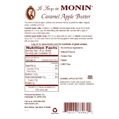 Monin Premium Caramel Apple Butter Flavoring Syrup 750 mL