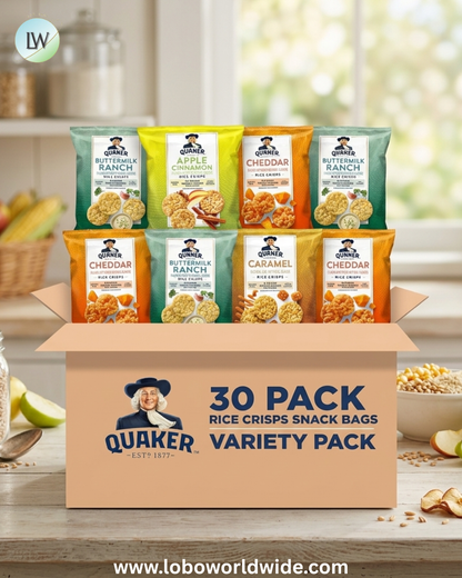 Quaker Rice Crisps, Gluten Free, 4 Flavor Sweet and Savory Variety Mix, Single Serve 0.67 oz, 30 count