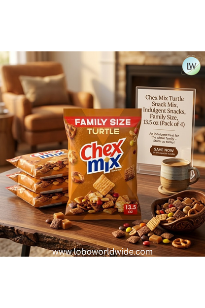 Chex Mix Turtle Snack Mix, Indulgent Snacks, Family Size, 13.5 oz (Various Sizes)