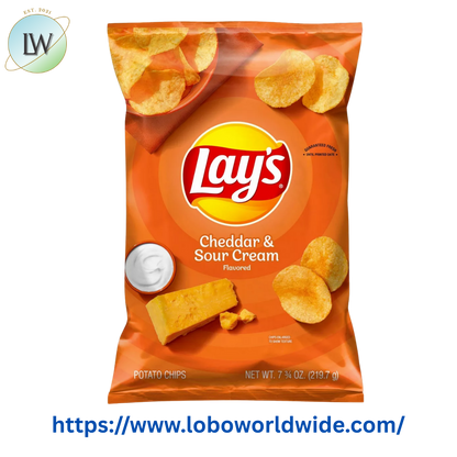 (4 pack) Lay's Potato Chips, Cheddar & Sour Cream, 7.75 oz Bag