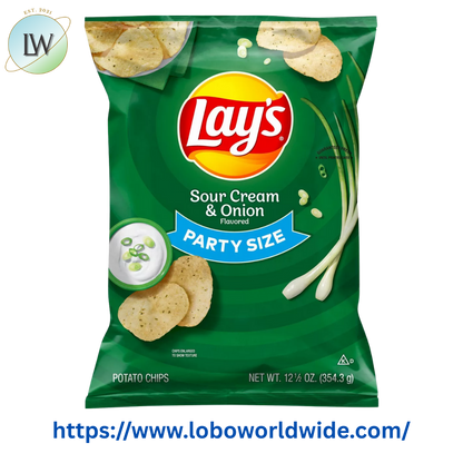 Lay's Sour Cream & Onion Flavored Potato Chips, Party Size, 12.5 oz Bag
