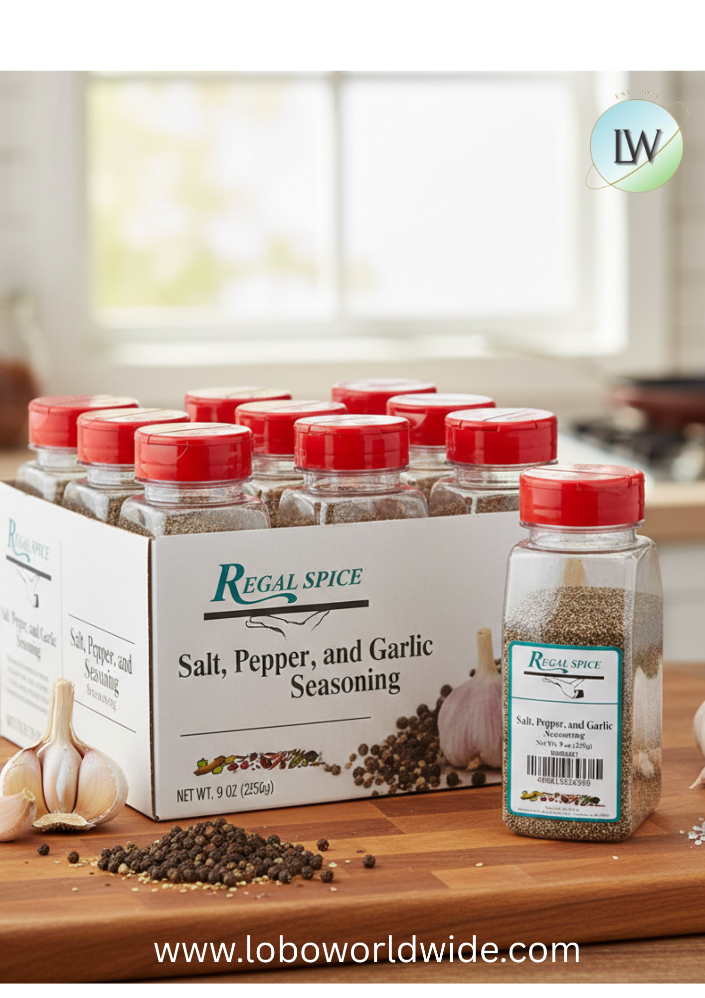 Regal Salt, Pepper, and Garlic Seasoning Blend - 9 oz.