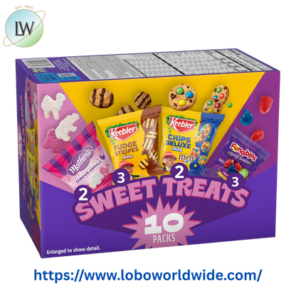 Keebler Sweet Treat Variety Pack, 10-Count Box, Includes Chips Deluxe, Funables, Fudge Stripes, and Mother's Circus Animal Cookies, 9.4 oz