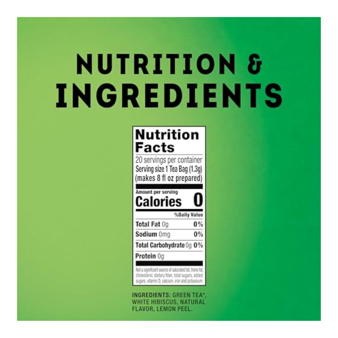 Lipton Lemon Green Tea Bags, Unsweetened, (Hot or Iced Tea), 120 Tea bags