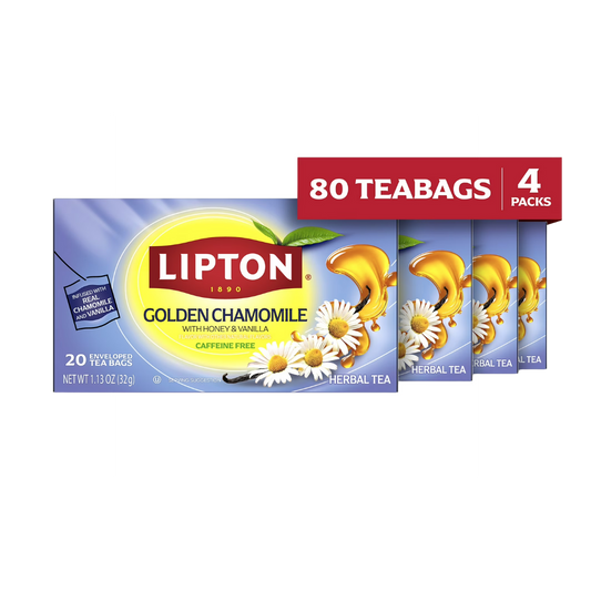 Lipton Golden Chamomile Tea Bags, Fruit & Herbal Tea, Caffeine Free, 80 Tea Bags