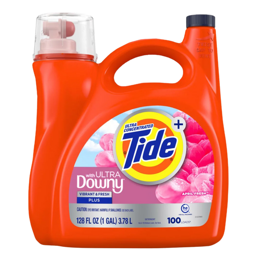 Tide Plus with Ultra Downy Liquid Laundry Detergent, April Fresh, 100 Loads, 128 fl oz