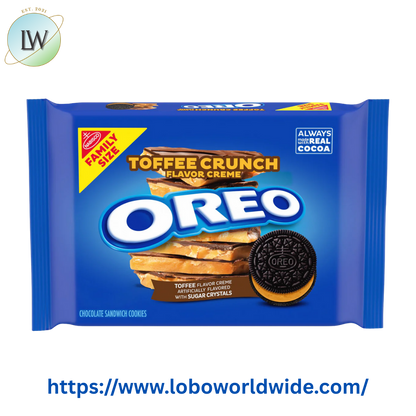 OREO Toffee Crunch Creme with Sugar Crystals Chocolate Sandwich Cookies, Family Size, 17 oz