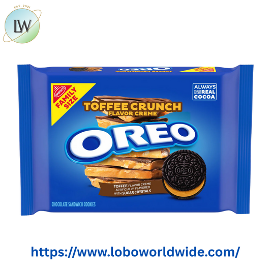 OREO Toffee Crunch Creme with Sugar Crystals Chocolate Sandwich Cookies, Family Size, 17 oz