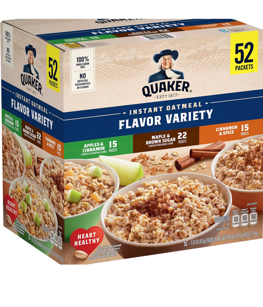 Quaker Instant Oatmeal Variety Pack 52 pk
