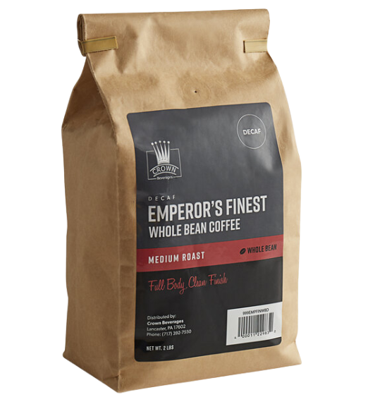 Crown Beverages Emperor's Finest Whole Bean Decaf Coffee 2 lb. - 5/Case