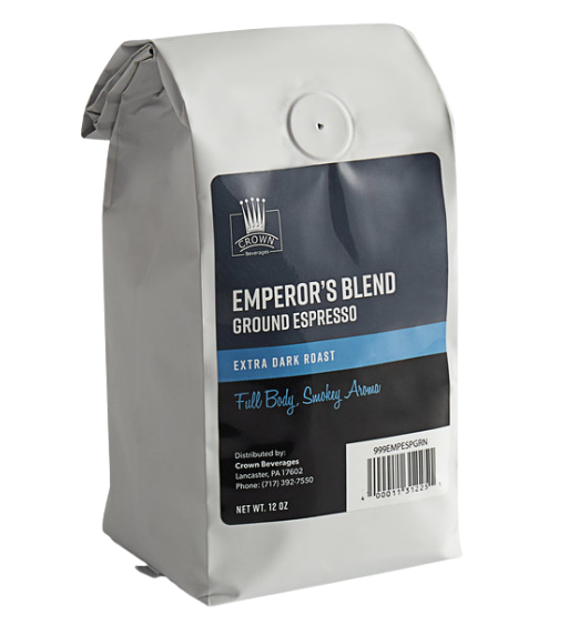Crown Beverages Emperor's Blend Ground Espresso 12 oz. - 6/Case